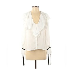 Zara Women Ivory Long Sleeve Blouse